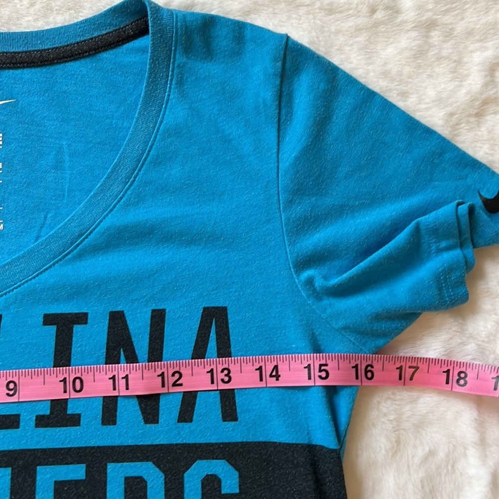 Nike Carolina Panthers NFL Women’s V Neck Tee Blue Black Small - Picture 6 of 7